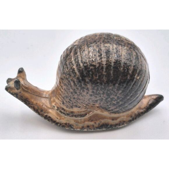 MCM Ceramic Snail Miniature Figurine Spiral Shell Japan 2.5" Brown Glaze - Picture 4 of 7